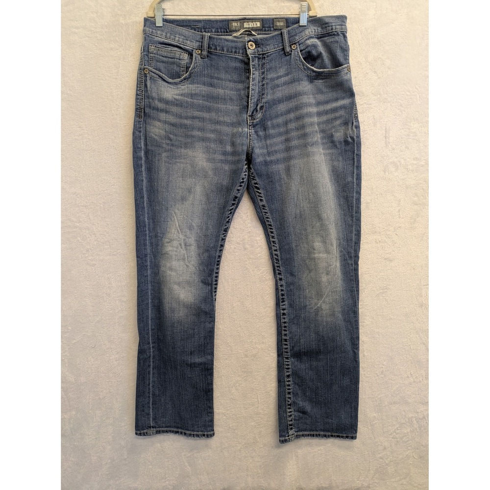 BKE Tyler Mens 33R Straight Leg Denim Jeans Medium Wash Casual Pants 38R